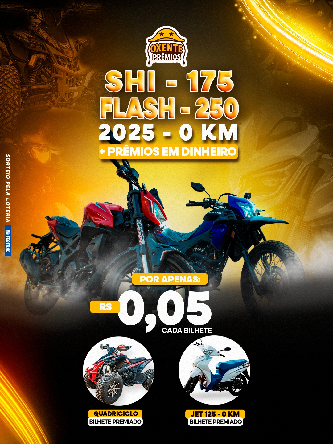  2 Motos 0KM Shineray (SHI 175 + FLASH 250)